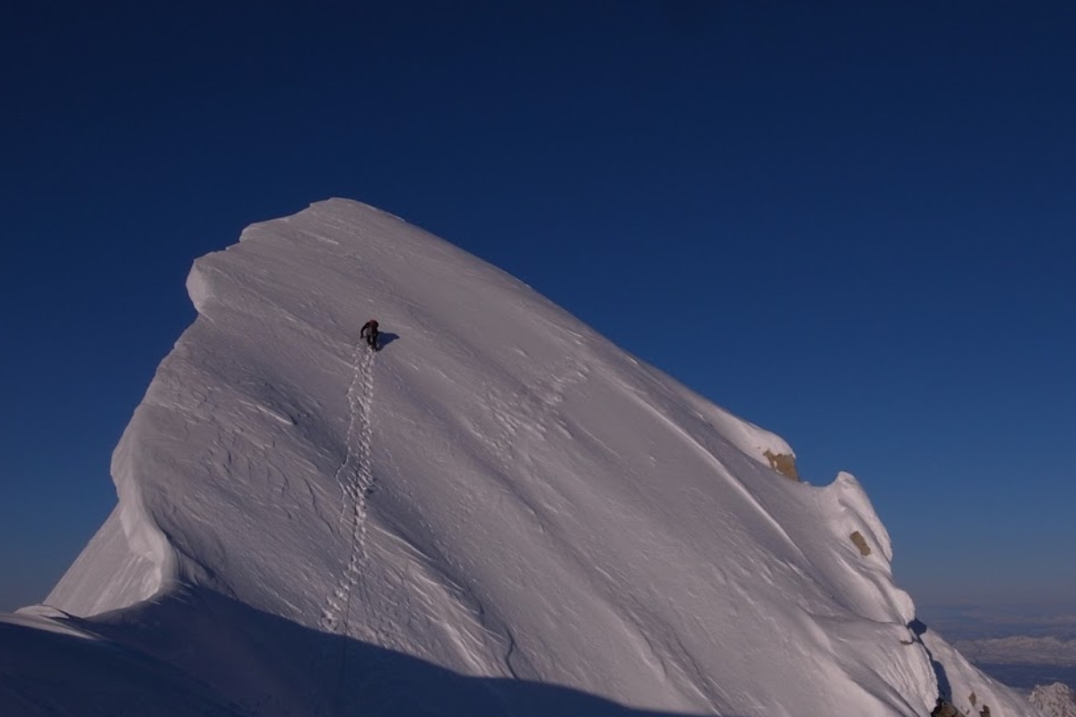 Image carousel slide 4 - Near the summit of Mooses Tooth,Alaska